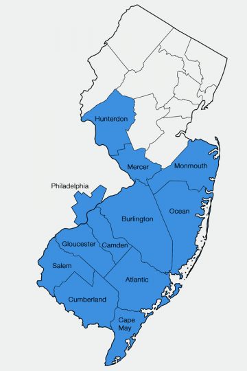 NJ Counties Highlighted